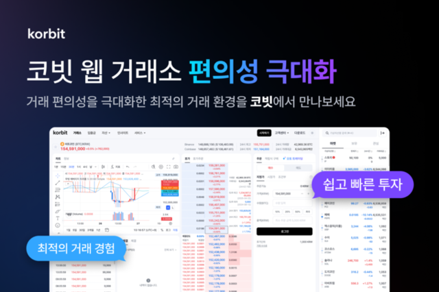 코빗, 웹 거래소 전면 개선…UI 개편으로 사용자 편의성 높여