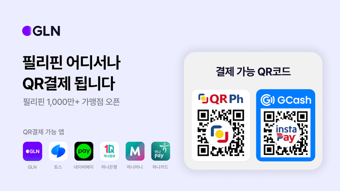 GLN 인터내셔널, 필리핀 전역 1000만+ 가맹점에서 QR결제 서비스 개시!!