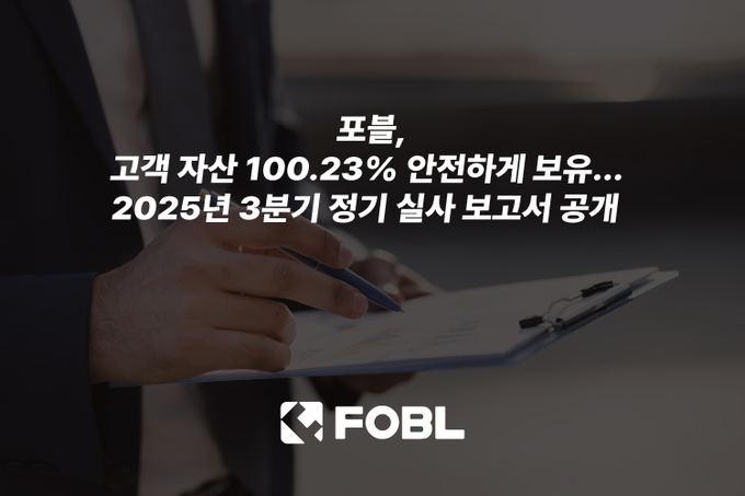 포블, 고객 자산 100.23% 안전하게 보유… 2025년 3분기 정기 실사 보고서 공개