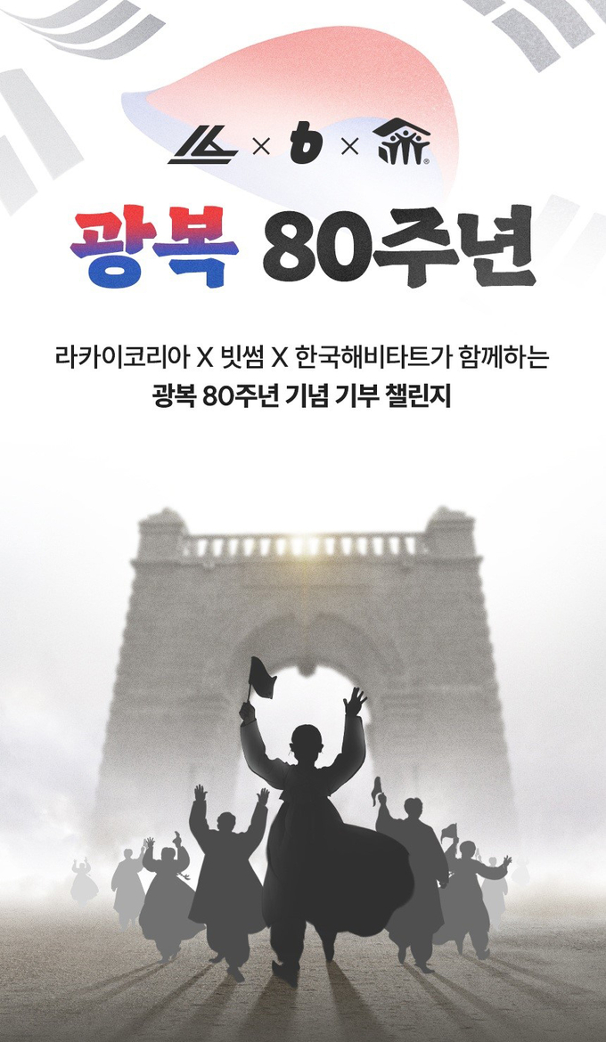 빗썸, 광복 80주년 기부 캠페인에 4만 명 빗썸 회원 참여해 뜻깊은 나눔 실천