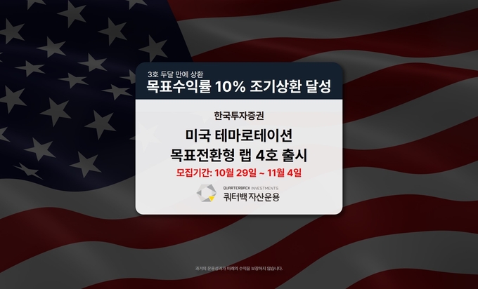 쿼터백자산운용, 한국투자증권 미국주식 ‘테마로테이션’ 목표전환형 랩 4호 출시